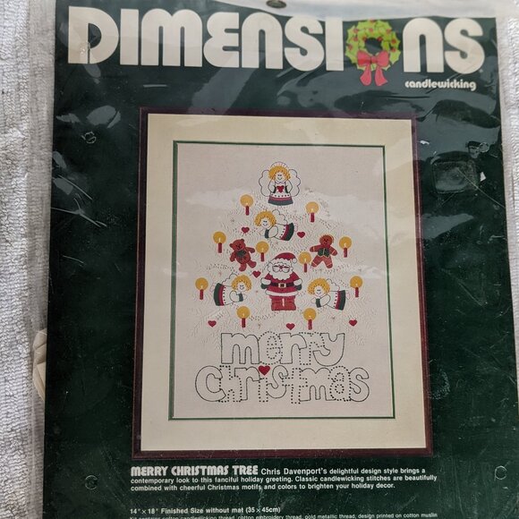Crewel Needlepoint Vintage Dimensions Merry Christmas Tree Embroidery Kit 1984 - Picture 1 of 3